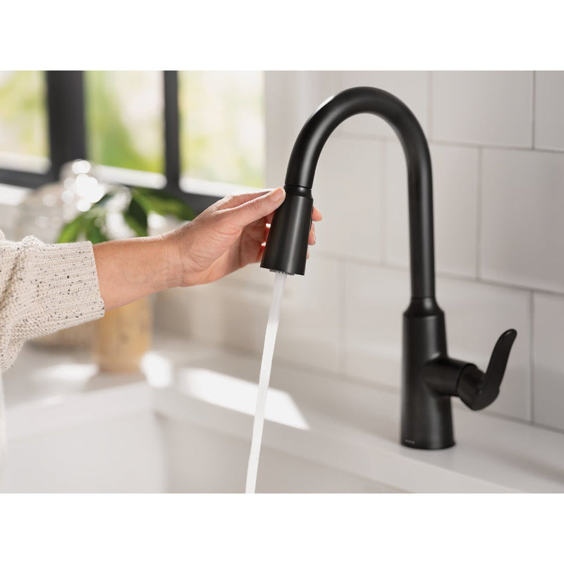 Moen Edwyn 1-Handle Pull-Down Kitchen Faucet with Soap Dispenser, Matte Black