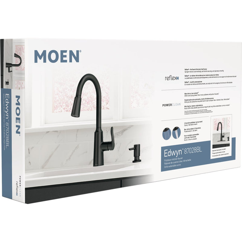 Moen Edwyn 1-Handle Pull-Down Kitchen Faucet with Soap Dispenser, Matte Black