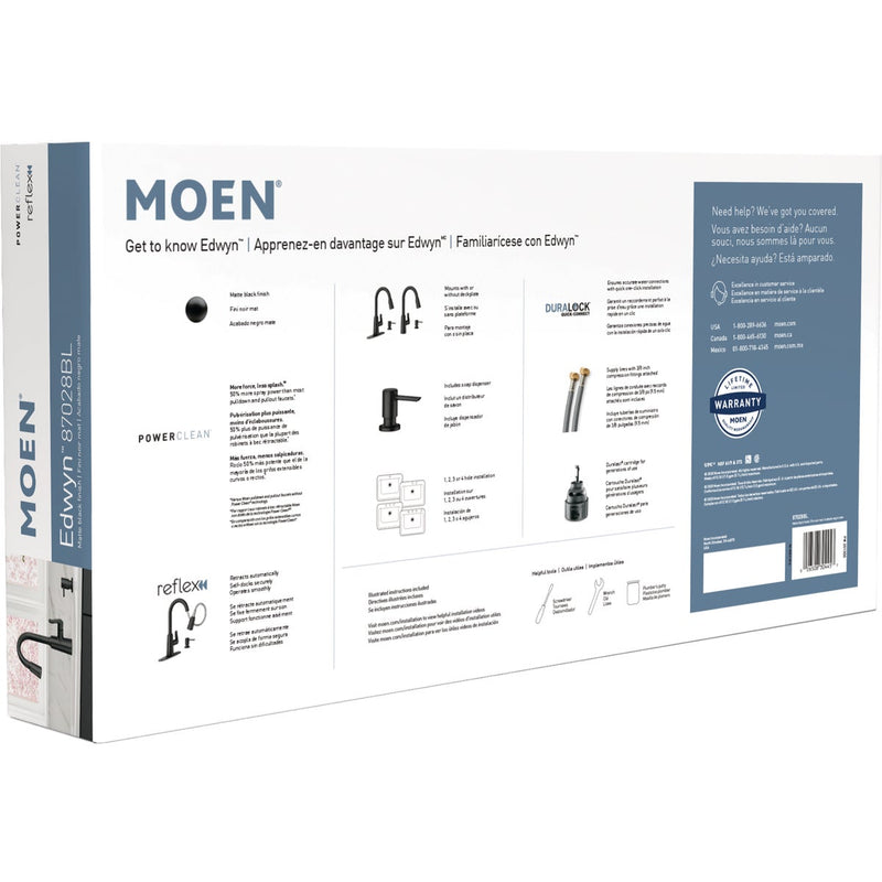 Moen Edwyn 1-Handle Pull-Down Kitchen Faucet with Soap Dispenser, Matte Black