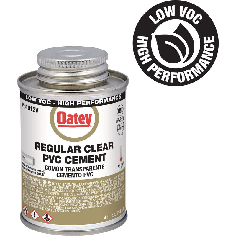 Oatey 4 Oz. Low Voc Regular Bodied Clear PVC Cement