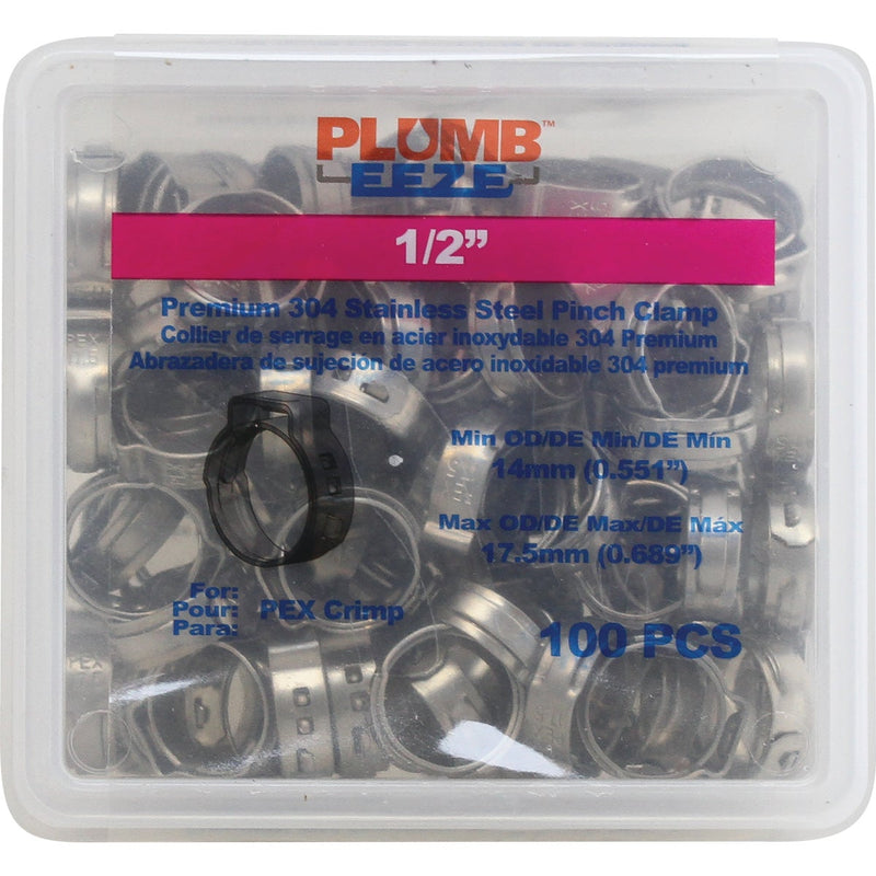 Plumbeeze 1/2 In. Stainless Steel PEX Pinch Clamp (100-Pack)