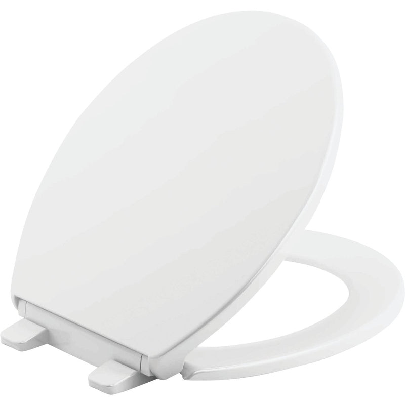 Kohler Brevia Quiet-Close Round Closed Front White Toilet Seat with Grip-Tight Bumpers