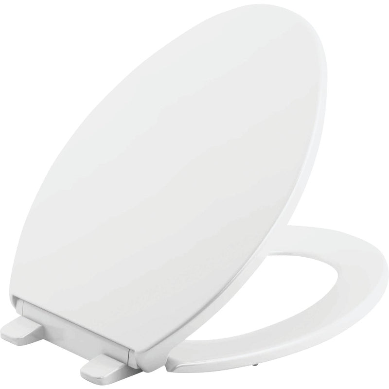 Kohler Brevia Quiet-Close Elongated Closed Front White Toilet Seat with Grip-Tight Bumpers