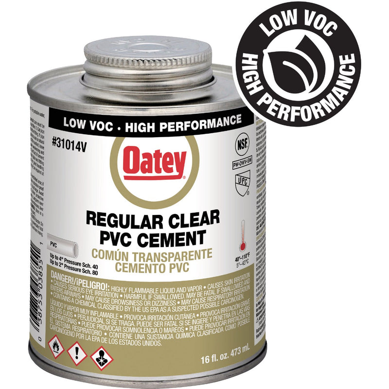 Oatey 16 Oz. Low Voc Regular Bodied Clear PVC Cement