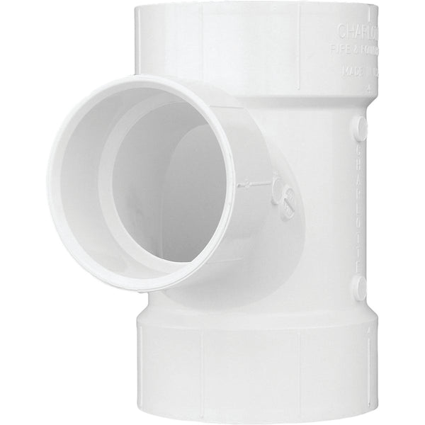 Charlotte Pipe 2 In. x 1-1/2 In. X 2 In. Reducing Sanitary PVC Tee