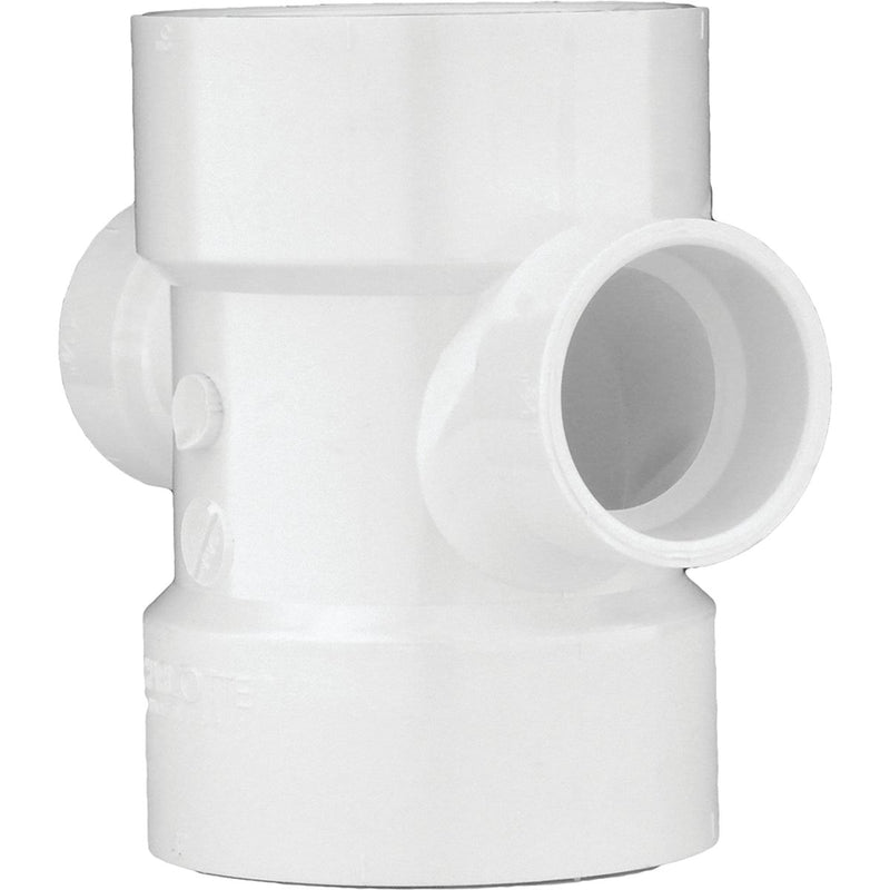 Charlotte Pipe 3 In. X 1-1/2 In. Reducing Double Sanitary PVC Tee