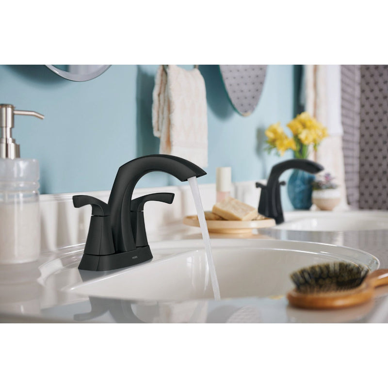 Moen Lindor 2-Handle Lever Centerset Bathroom Faucet, Matte Black