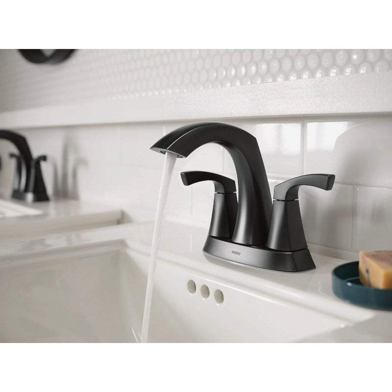 Moen Lindor 2-Handle Lever Centerset Bathroom Faucet, Matte Black