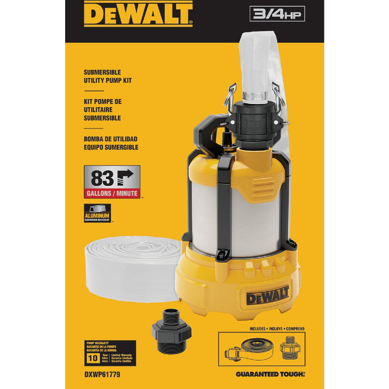 DEWALT 3/4 HP Submersible Aluminum Utility Pump with Hose Kit