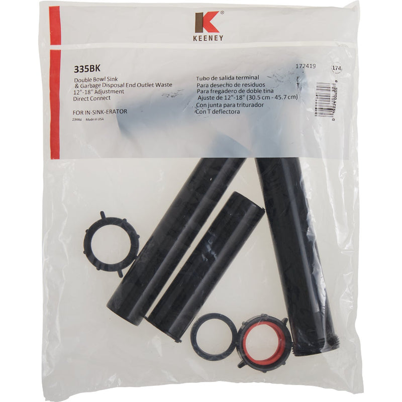 Keeney 1-1/2 In. Black Polypropylene Telescopic Disposer Drain Kit