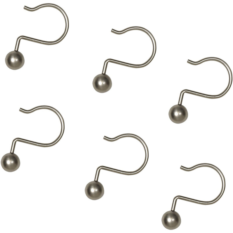 Zenna Home Brushed Nicklel Aluminum Shower Shower Curtian Ball Hook (12-Count)