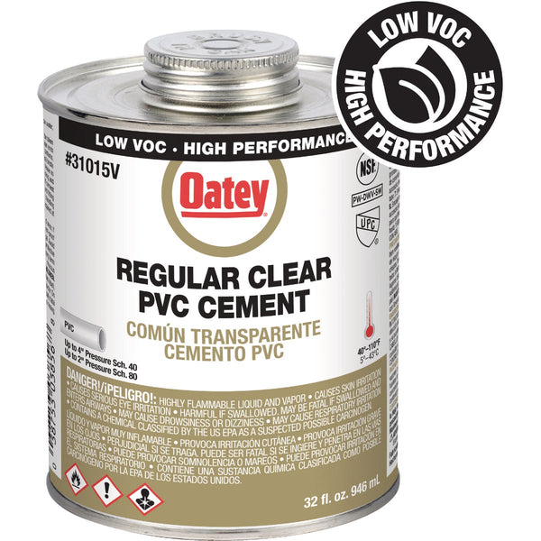 Oatey 32 Oz. Low Voc Regular Bodied Clear PVC Cement
