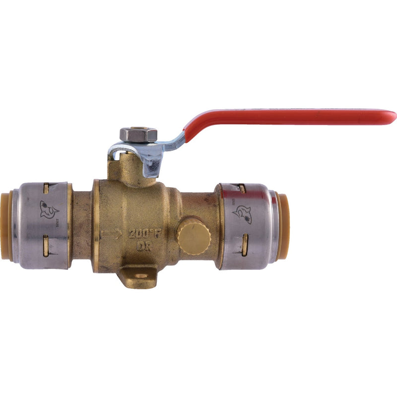 SharkBite 3/4 In. Brass Push-Fit Ball Valve with Drain & Mounting Tab