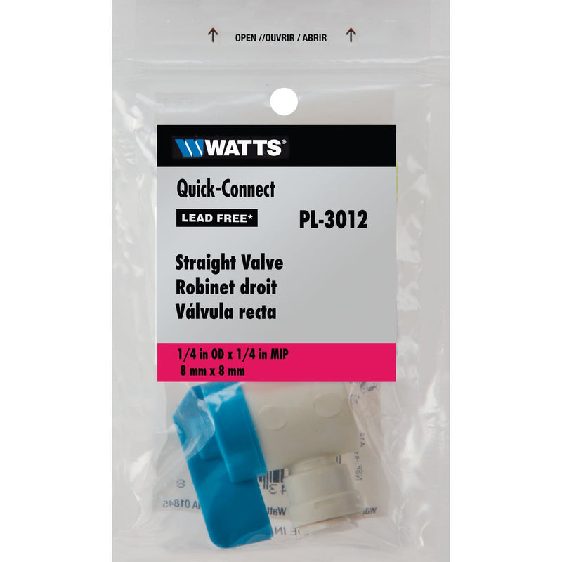 Watts Aqualock 1/4 In. x 1/4 In. MNPT Straight Push-to-Connect Plastic Valve