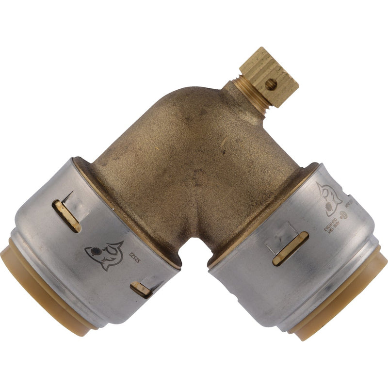 SharkBite 3/4 In x 3/4 In. 90 Deg. Push-to-Connect Brass Elbow with Drain