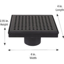 B&K 4 In. Square Shower Drain Zero Pattern Matte Black
