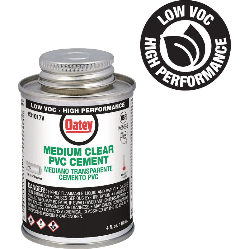 Oatey 4 Oz. Low Voc Medium Bodied Clear PVC Cement