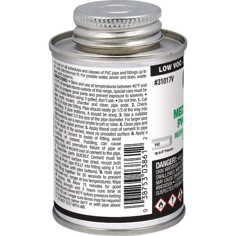 Oatey 4 Oz. Low Voc Medium Bodied Clear PVC Cement