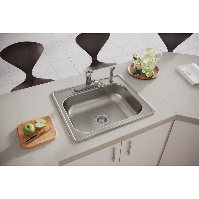 Elkay Dayton 25 In. x 22 In. x 6-9/16 In. Single Bowl Deep Kitchen Sink, Stainless Steel