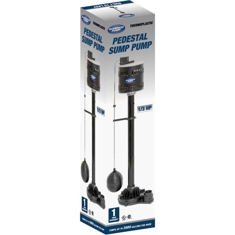 Superior Pump 1/3 HP Thermoplastic Pedestal Sump Pump