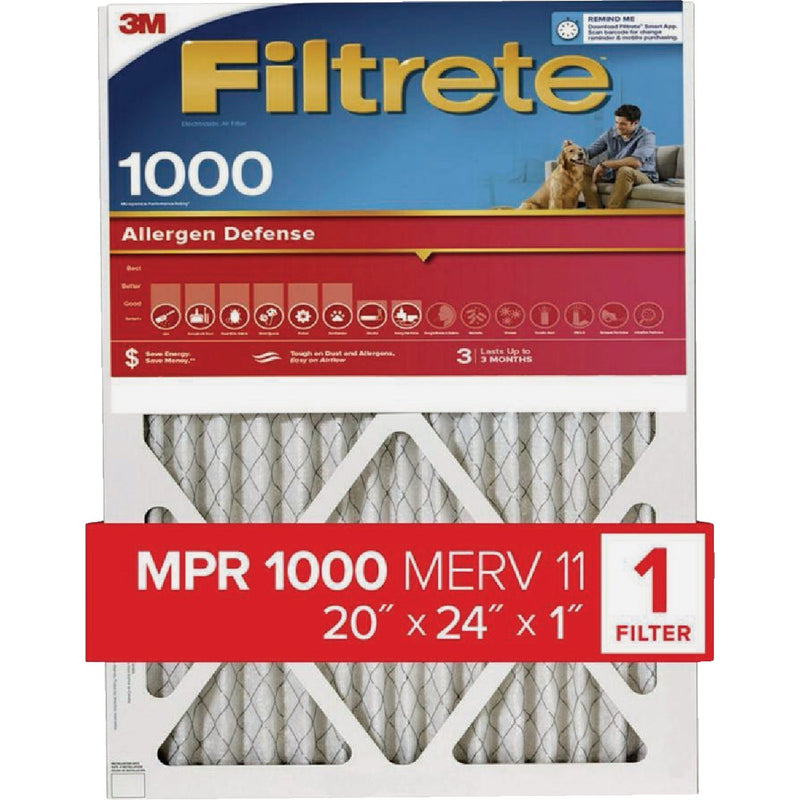 Filtrete 20 In. x 24 In. x 1 In. 1000 MPR Allergen Defense Furnace Filter, MERV 11