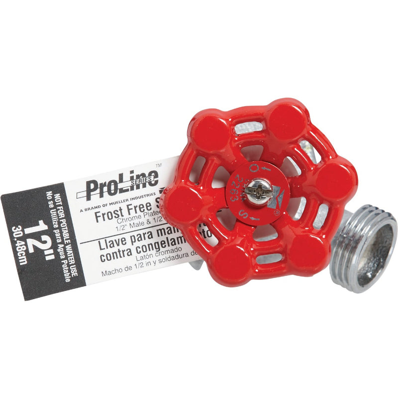 ProLine 1/2 In. SWT x 1/2 In. MIP x 3/4 In. HT x 12 In. Chrome-Plated Brass Frost Free Wall Hydrant