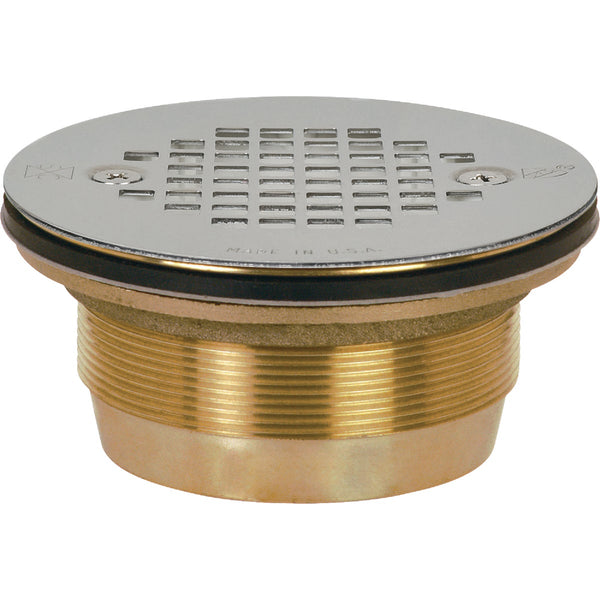 Sioux Chief 2 In. Cast Brass No-Caulk Shower Drain with 4-1/4 In. Stainless Steel Strainer