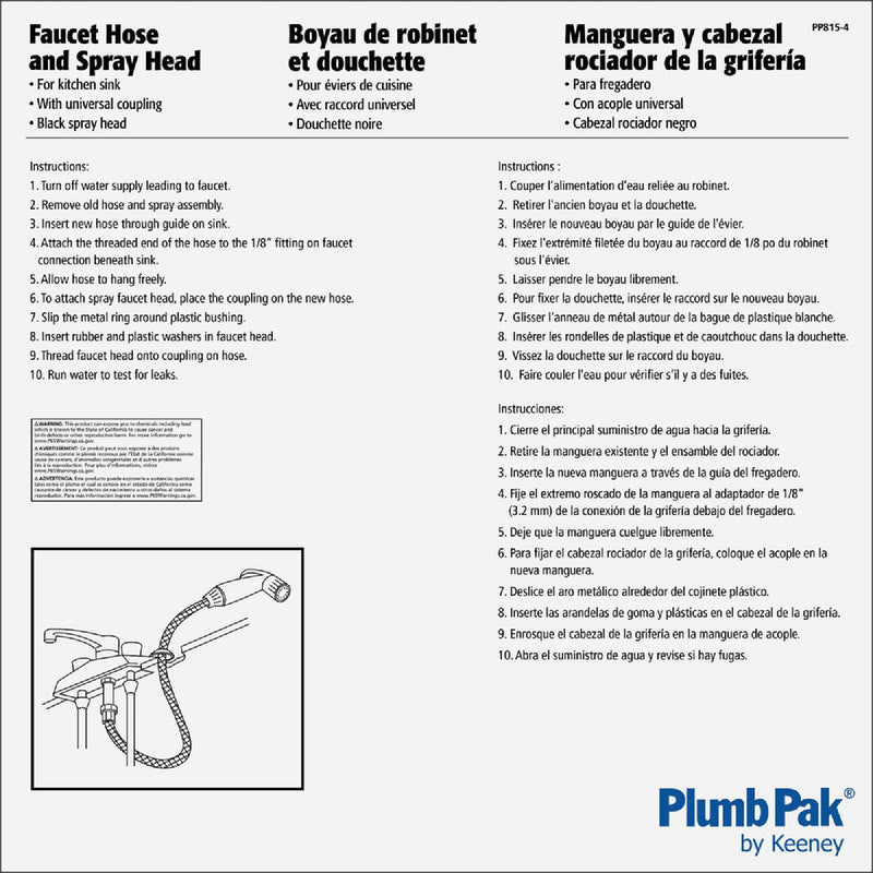 Plumb Pak 48 In. Black Replacement Sprayer & Hose Assembly