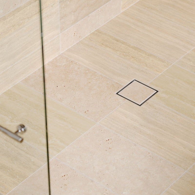 B&K 6 In. Square Shower Drain Tile-In Grate Pattern Brushed Nickel