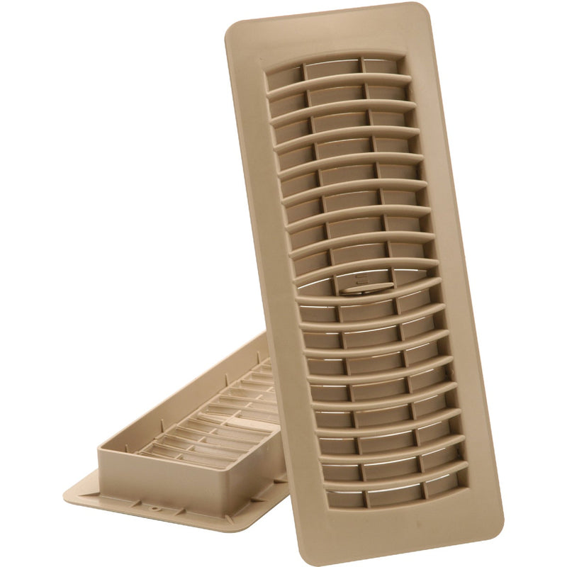 Imperial 4 In. x 10 In. Taupe Plastic Louvered Floor Register