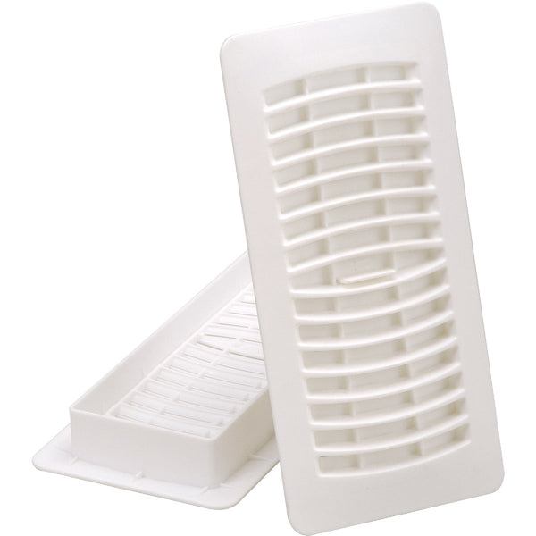 Imperial 4 In. x 10 In. White Plastic Louvered Floor Register