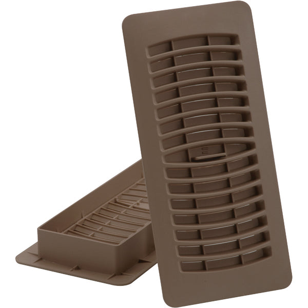 Imperial 4 In. x 10 In. Brown Plastic Louvered Floor Register