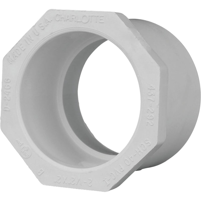 Charlotte Pipe 2-1/2 In. SPG x 2 In. Slip Schedule 40 PVC Bushing