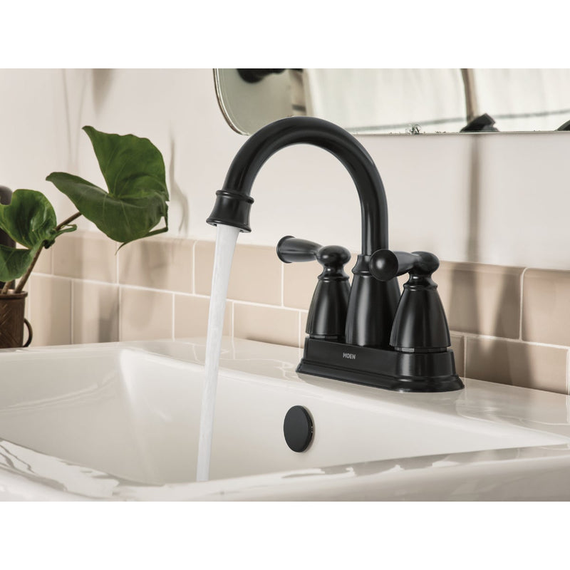 Moen Banbury 2-Handle Lever High Arc Centerset Bathroom Faucet, Matte Black