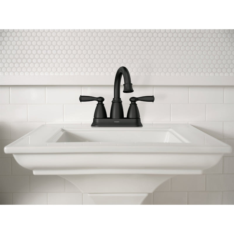 Moen Banbury 2-Handle Lever High Arc Centerset Bathroom Faucet, Matte Black