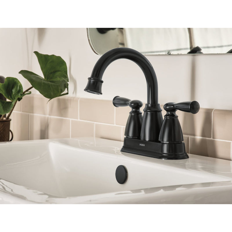 Moen Banbury 2-Handle Lever High Arc Centerset Bathroom Faucet, Matte Black