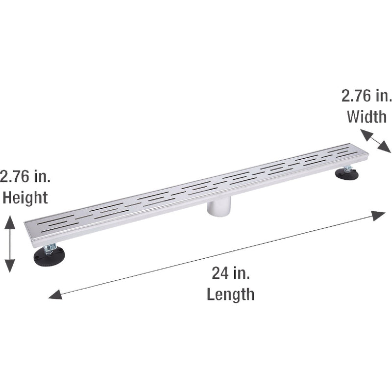 B&K 24 In. Linear Shower Drain Offset Pattern Grate Chrome