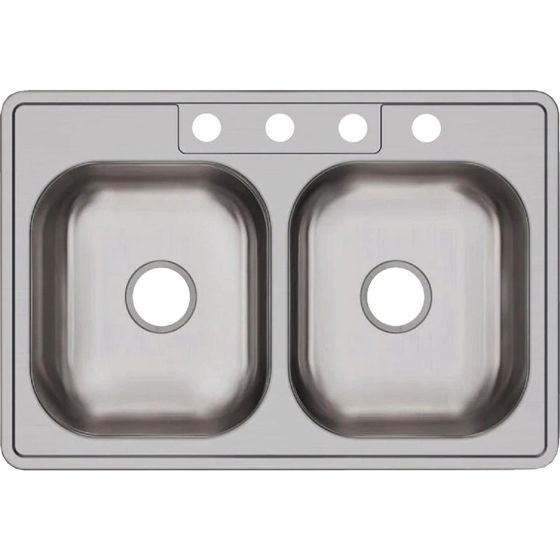 Elkay Dayton 33 In. x 22 In. x 6-9/16 In. Equal Double Bowl Drop-In Kitchen Sink, Stainless Steel