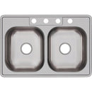 Elkay Dayton 33 In. x 22 In. x 6-9/16 In. Equal Double Bowl Drop-In Kitchen Sink, Stainless Steel