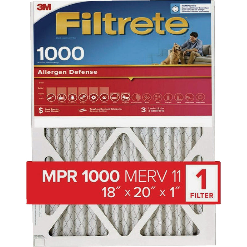 Filtrete 18 In. x 20 In. x 1 In. 1000 MPR Allergen Defense Furnace Filter, MERV 11