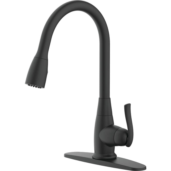 Home Impressions 1-Handle Metal Lever Pull-Down Kitchen Faucet, Matte Black