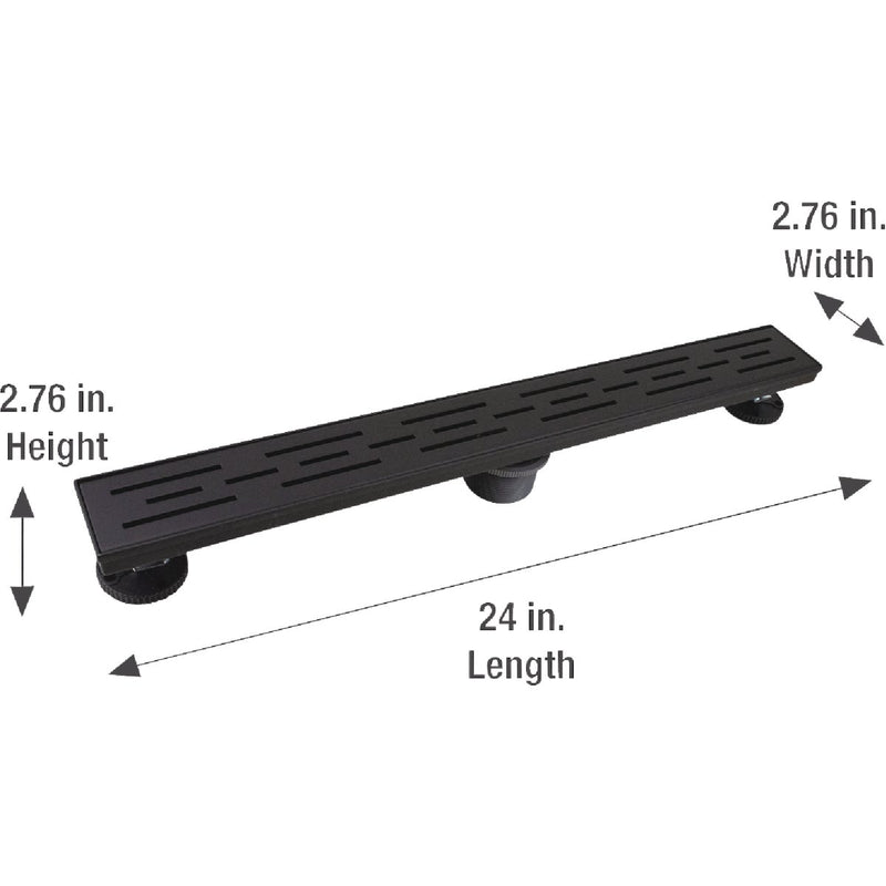 B&K 24 In. Linear Shower Drain Offset Pattern Grate Matte Black