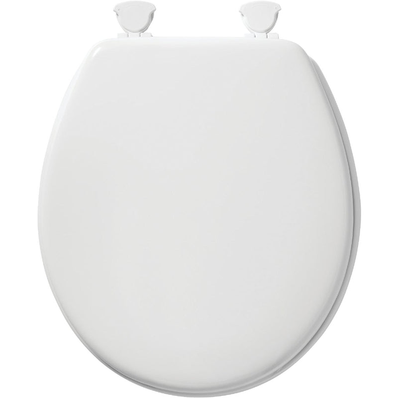 Mayfair Round Closed Front White Wood Toilet Seat with Easy Clean & Change Hinges