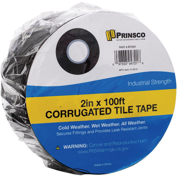 Prinsco 2 In. x 100 Ft. Black Corrugated Tile Tape