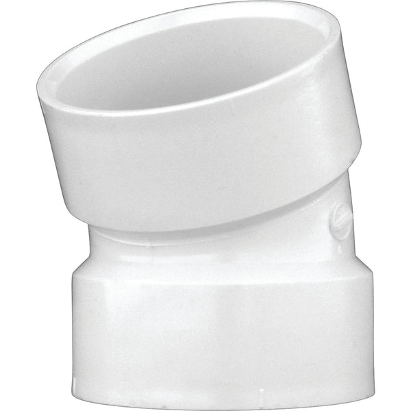 Charlotte Pipe 6 In. Hub x Hub Schedule 40 22-1/2 Deg. DWV PVC Elbow (1/16 Bend)