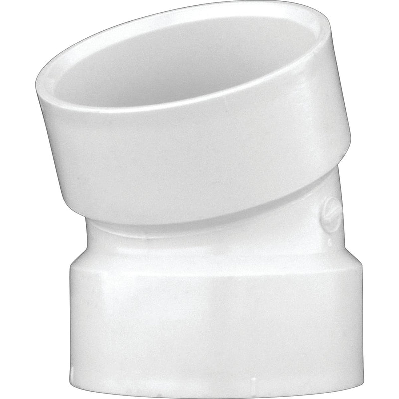 Charlotte Pipe 6 In. Hub x Hub Schedule 40 22-1/2 Deg. DWV PVC Elbow (1/16 Bend)