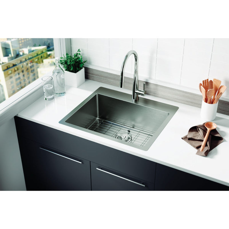 Elkay Crosstown 18 Ga. Stainless Steel 25 In. x 22 In. x 9 In. Single Bowl Dual Mount Kitchen Sink Kit