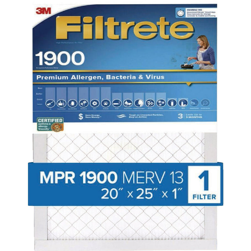 Filtrete 16 In. x 20 In. x 1 In. 1900 MPR Premium Allergen, Bacteria & Virus Furnace Filter, MERV 13