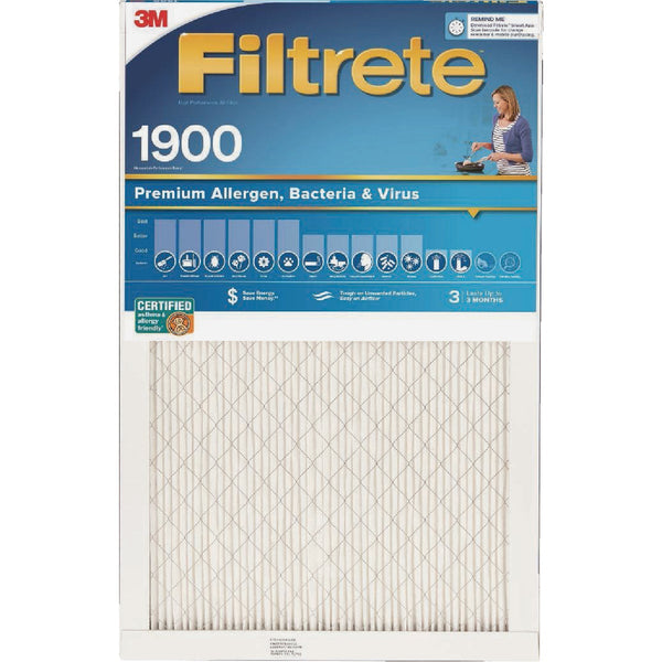 Filtrete 16 In. x 25 In. x 1 In. 1900 MPR Premium Allergen, Bacteria & Virus Furnace Filter, MERV 13