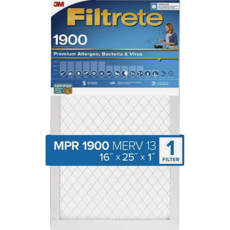 Filtrete 16 In. x 25 In. x 1 In. 1900 MPR Premium Allergen, Bacteria & Virus Furnace Filter, MERV 13